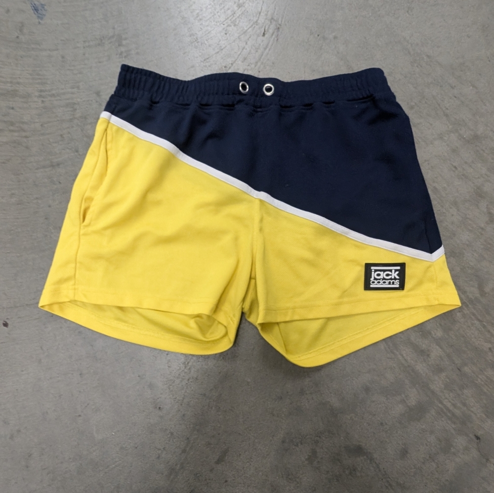 Jack Adams Yellow and Navy Swim Shorts, Medium